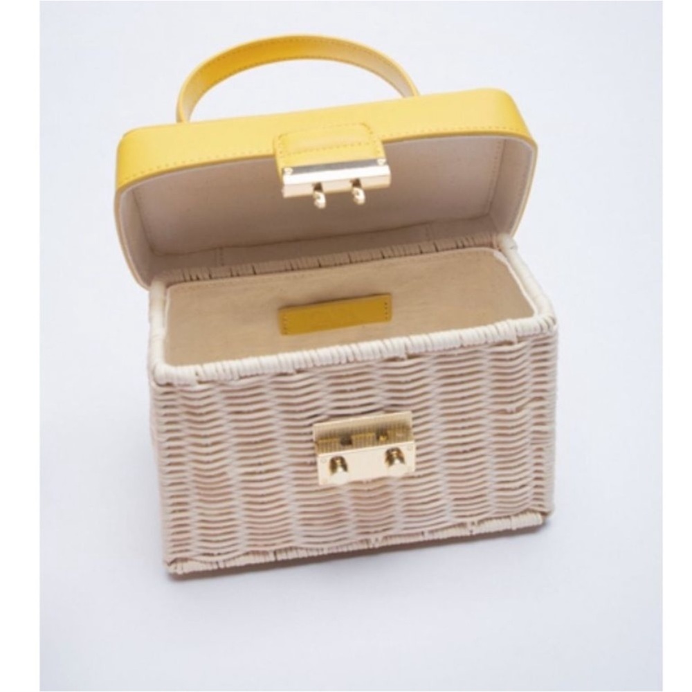 Zara straw rattan top handle bag